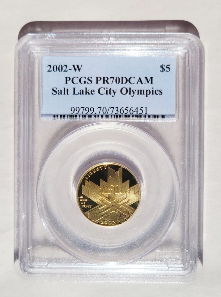 2002-W Salt Lake City Olympics $5 Gold Five Dollar Proof Commem. PR70DCAM PCGS - Image 1 of 2