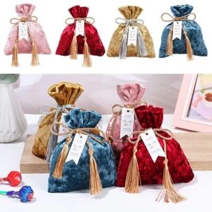 Tassel Bag Trendy Candy Pouches Gift Bags Velvet Candy Bag Drawstring Pocket - Picture 1 of 12
