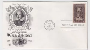 TurtlesTradingPost- William Shakespeare #1250- 1964 FDC Artcraft Cachet - Picture 1 of 1