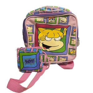 Vintage 1997 Rugrats Angelica Small Backpack Bag W/ Coin Purse - Picture 1 of 3