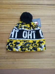 NWT Iowa Hawkeyes Operation Hat Trick Camo Beanie Pom Winter Hat Cap 47 Brand - Picture 1 of 7