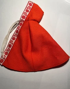 Poncho con capucha rojo hecho a mano Barbie vintage capa blanco ancla borde náutico - Imagen 1 de 4