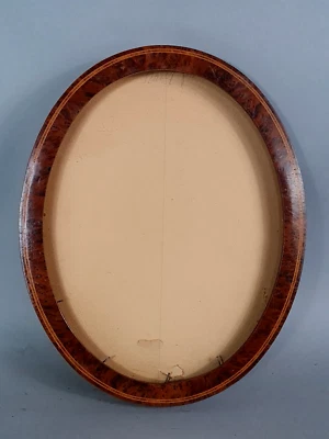 Cadre ancien ovale +verre 30,5x24,5 cm feuillure 27x21 cm bois/orme C432 - Photo 1/4