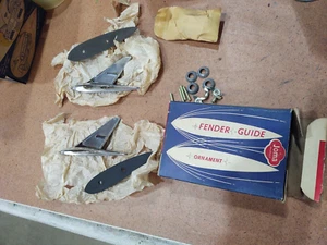 NOS R OEM Fender Top FRONT REAR HOOD Guide Ornament Emblem Spear Chevy RAT ROD - Picture 1 of 13
