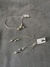 Silver 925 Jewellery 2 Piece Set Earrings And Bracelet Delicate Subtle Design 