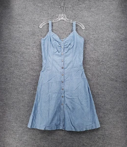 Tommy Hilfiger Dress Womens 10 Blue Chambray V Neck Button Down Summer A Line - Picture 1 of 7