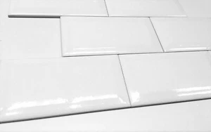 3x6 Blanco Biselado Crujido Esmalteado Brillante Azulejos Cerámica Decoración de Pared Baño Cocina - Imagen 1 de 6