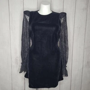 Vestido The Vampires Wife X H&M Terciopelo Negro 2020 Terciopelo Negro Manga Encaje Talla L - Imagen 1 de 7