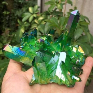 120g Groß Natürliche Aura Grün Titan Quarz Bergkristall Cluster Stein Exemplar - Bild 1 von 14