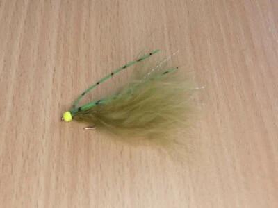 Chartreuse Hothead kicking Damsel Lure size 10 Fly Fishing Flies Trout(set of 6) - Image 1 of 2