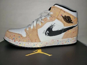 Mens Size 11.5 - Jordan 1 Mid SE Brushstroke Paint Splatter 2021 DA8005-100 - Picture 1 of 8