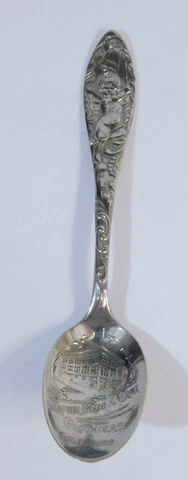 Sterling Plate Galesburg Illinois Souvenir Spoon Jacobi Mack Clothiers Cover