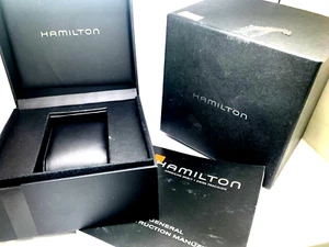 Reloj Hamilton Presentación Caja Cartón Negro Expositor Vacío Con Folleto - Imagen 1 de 9