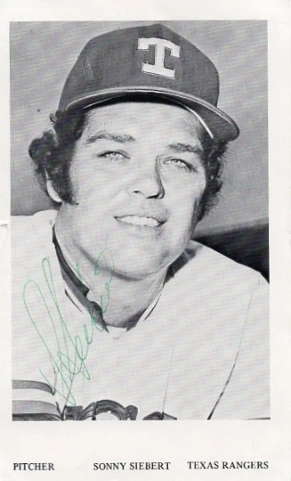 TARJETA POSTAL 3X5 ORIGINAL FIRMADA POR SONNY SIEBERT TEXAS RANGERS CON CERTIFICADO DE AUTENTICIDAD Foto 1 de 1