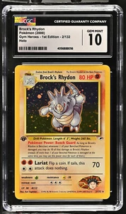 Pokémon JCC 1a Edición Brocks Rhydon Holo 2000 Gimnasio Héroe #2 CGC 10 Gemas Como Nuevo - Imagen 1 de 2