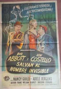 VINTAGE ARGENTINA ORIGINAL MOVIE POSTER ABBOTT & COSTELLO MEET THE INVISIBLE MAN - Picture 1 of 3