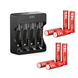 8Pcs EBL AAA Rechargeable Lithium Li-ion Batteries 1.5V / 4-Slot Battery Charger - Picture 1 of 11