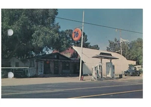 Alte Union 76 Tankstelle alte Zapfsäulen Dulzura, CA Barrett Cafe Postkarte - Bild 1 von 2