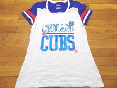 NEW WOMEN'S MAJESTIC MLB CHICAGO CUBS FAN FASHION T-SHIRT SIZE M - Image 1 of 2