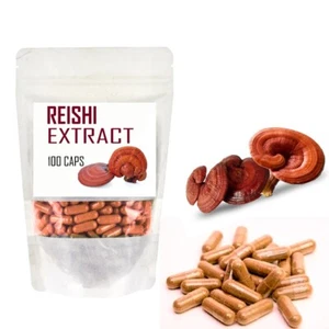 REISHI MUSHROOM PURE POTENT EXTRACT LINGZHI GANODERMA ORGANIC 100 CAPSULES - Picture 1 of 3
