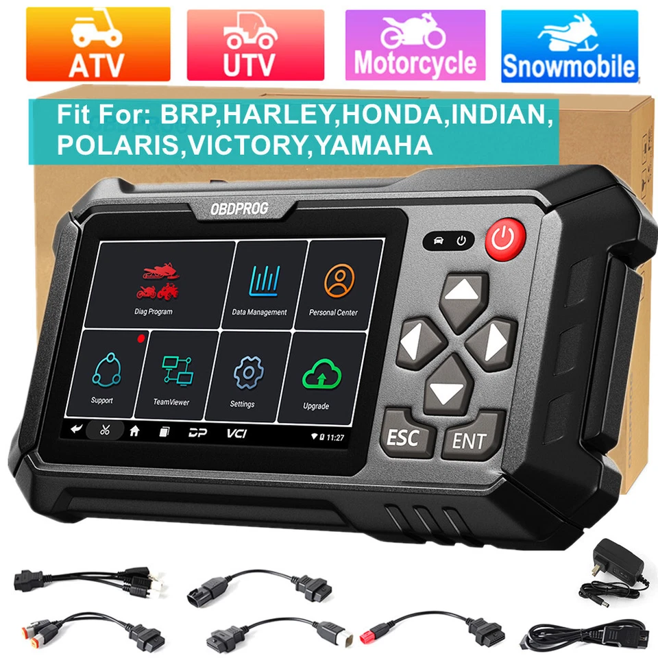 OBDPROG MOTO 100 Motorcycle Scanner OBD2 Full System Diagnostic Tool ECU Coding - Image 1 of 4