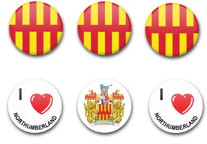 25MM 1" BUTTON BADGES NORTHUMBERLAND X6 - Foto 1 di 1