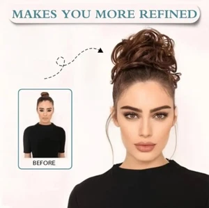 Scrunchie Hair Piece Synthetic Elastic Hair Bun Hairpiece Chignon - Dark Brown - Picture 1 of 6