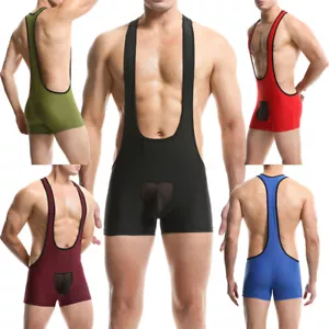 Herren Sexy Overall Wrestling Singlet Jockstrap Body Gay Trikot Herren Dessous - Bild 1 von 53