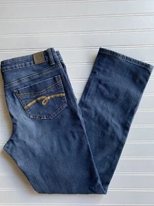 Girls JUSTICE Jeans Simply Low Style Size 12 1/2 Dark Wash 5 Pocket Straight - Picture 1 of 11