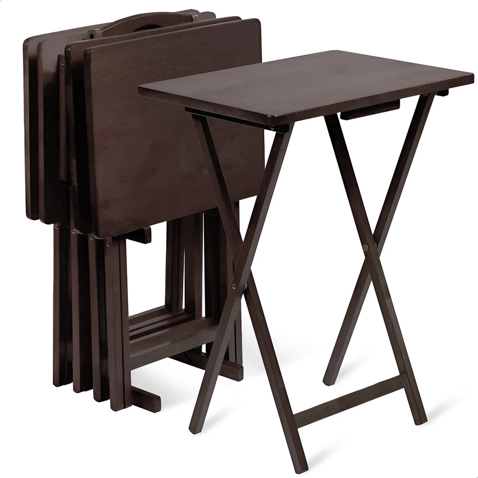 PJ Wood 5-piece Folding TV Tray & Snack Table - Espresso