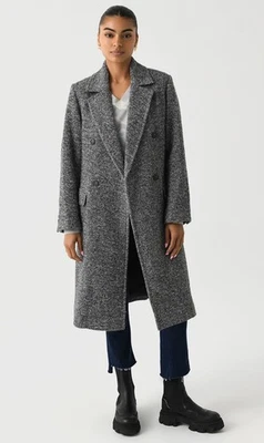 $995 Abrigo largo Vince L grande para mujer Abrigo largo italiano mezcla de lana espiga Foto 1 de 4