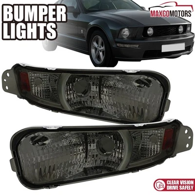 Smoke Bumper Lights Fits 2005-2009 Ford Mustang Parking Signal Left+Right 05-09 Foto 1 de 4