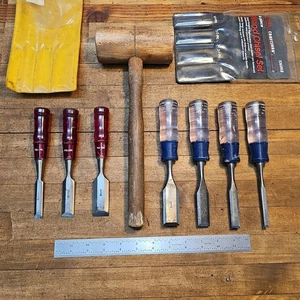Vintage Woodworking Chisels Set W/ MALLET  • Craftsman PROFESSIONAL ☆USA - Picture 1 of 4