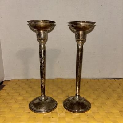 2Wallace Sterling Candle Holders Weighted Reinforced #847 -7.5” Tall- EstateFind - Image 1 of 4