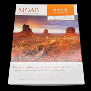 Moab Entrada Rag Bright 190 Double Sided 8.5 x 11” Fine Cotton Paper - 25 Sheets - Picture 1 of 5