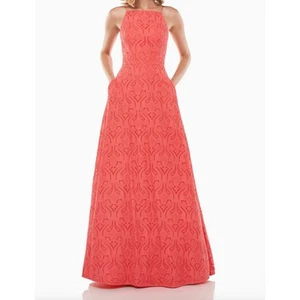 Kay Unger Katie Eyelet Formal Prom Bridesmaid Maxi Dress Size 4 - Picture 1 of 11