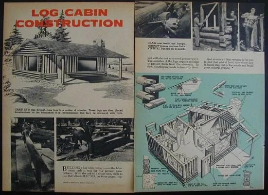 LOG CABIN Construction Building 1958 How-To INFO - Image 1 of 1