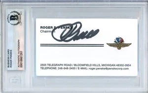 Tarjeta de visita firmada por Roger Penske Indianapolis Motor Speedway Beckett Auto BAS - Imagen 1 de 2