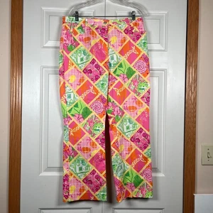 Vintage Lilly Pulitzer Patchwork Hose Größe 14 Mosaik Palme Tropical - Bild 1 von 4