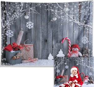 7x5ft Fabric Christmas Photography Backdrop Winter Snowman Santa Gift 7'x5' - Picture 1 of 6