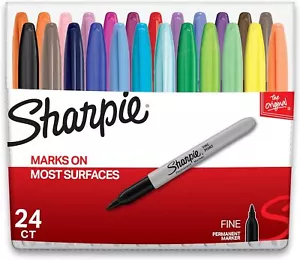 Sharpie Permanent Markers, Fine Point, Assorted 24 Count, Colors - Picture 1 of 5