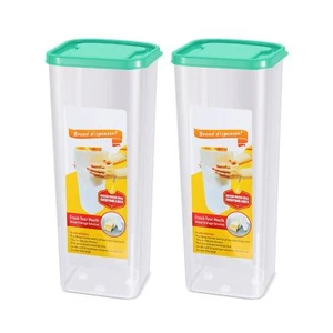Airtight Bread Container with Lid, Clear Plastic Container & Dispenser, 2 Pack - Picture 1 of 8