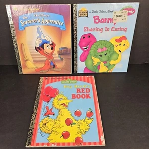 Vtg Little Golden Book Set of 3 with Big Bird Barney and Disney Mickey Mouse - Picture 1 of 17