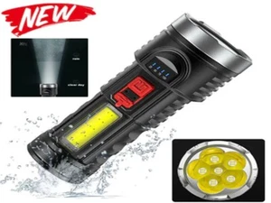 Tactical Torch 5 LED + COB Side Flashlight USB Rechargeable Handheld Waterproof - Picture 1 of 23