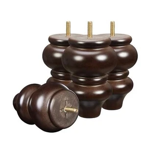 Wood Furniture Legs 5 Inch Sofa Legs Pack Of 4round Couch Legs Espresso Mid Cent - Picture 1 of 6