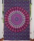 Peacock Pink Mandala Twin Tapestry Cotton Wall Hanging Bedcovers Boho Home Decor