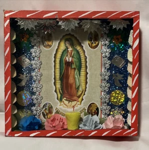 Nicho Mexican Virgin Mary Shadow Box Folk Art - Picture 1 of 14