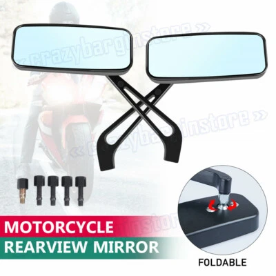 Classic Aluminum Universal Motorcycle Bike Black Rearview Side Mirrors 8/10MM - image 1 of 4