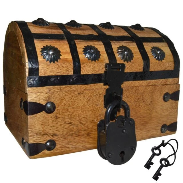 Science Purchase 78PIRLOC Pirate's Treasure Chest Wooden Nautical Jewelry Box with Lock and 2 Keys
