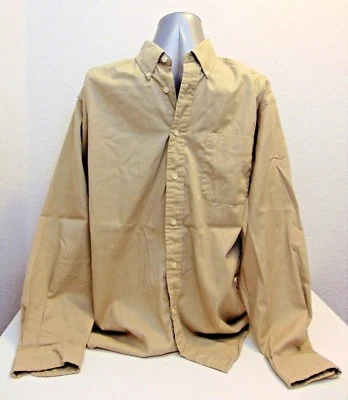 Dockers Men's Dress Shirt Tan Button Up 100% Cotton Easy Care Twill Size L - Image 1 of 4